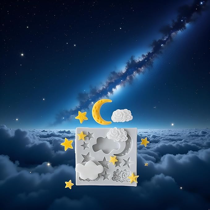 1Pc Star Moon Clouds Shaped Silicone Fondant Molds, Candy Chocolate Molds - Image 2