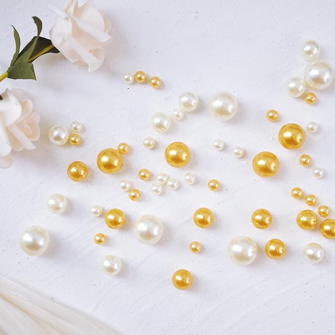 260Pcs Gold andCream Glossy Beads - Image 5
