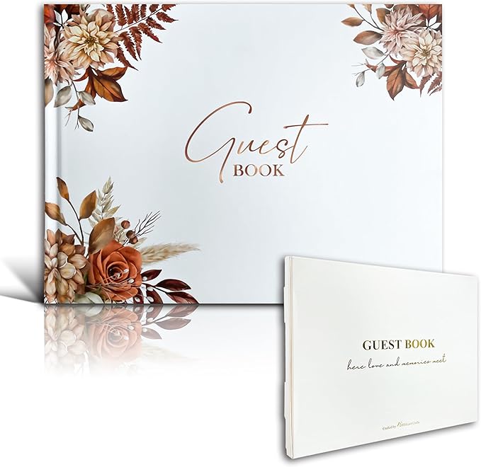 Mr&MrsGifts Elegant Wedding Guest Book Wedding Reception Hard Cover Guest Sign by MrMrsGifts