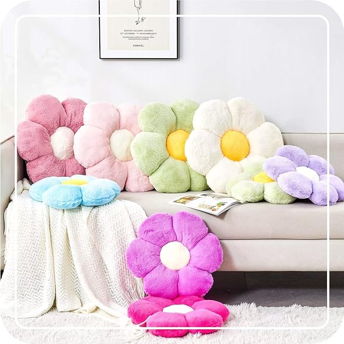 Blue Flower Pillow, Cute Decorative Shaped Throw Pillow - Image 5