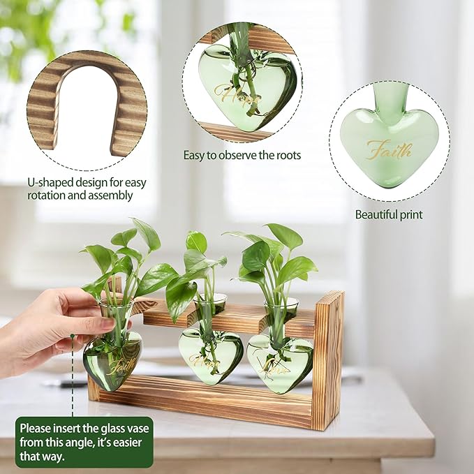 Plant Terrarium Propagation Stations Faith Hope Love Hydroponics Home Garden - Image 2