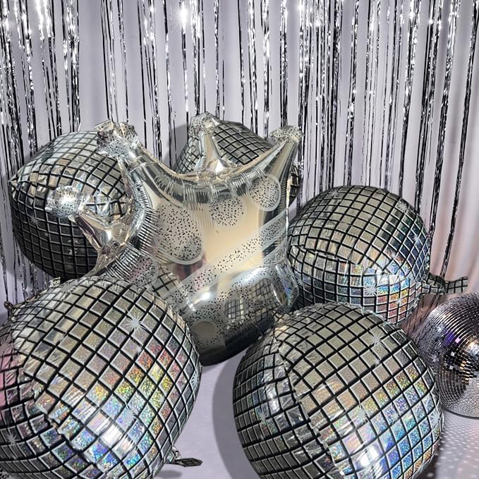 Holographic Mirror Disco Ball Set, 18-Inch Glass Tiles, Party Decoration - Image 3