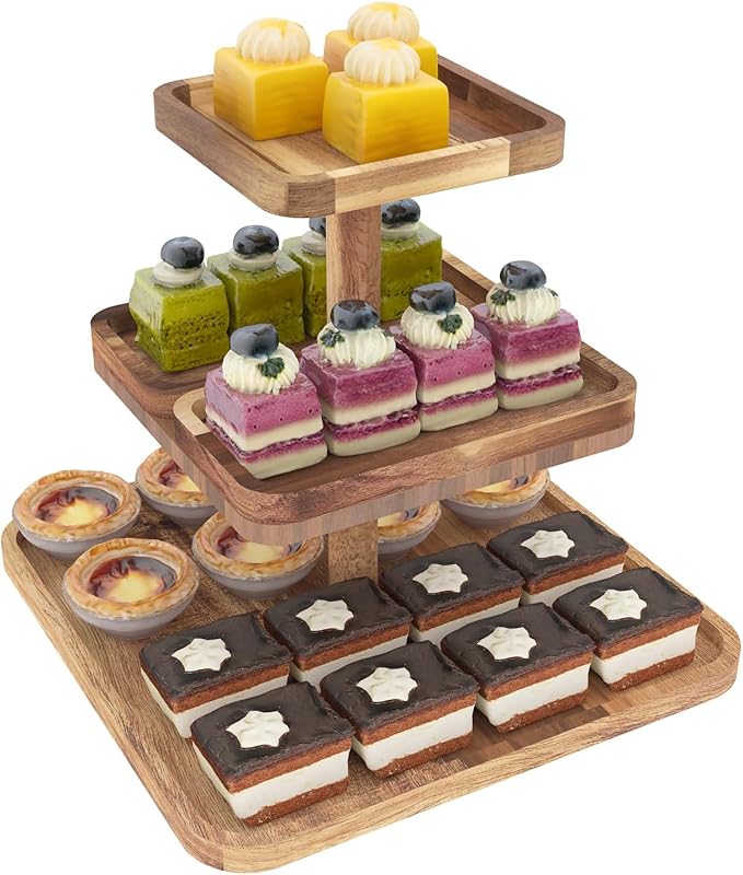 Acacia Wood 3 Tier Cupcake Stand - Image 2