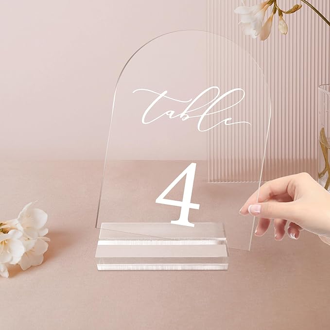 Arch Table Number 1-15 Clear Acrylic Tabletop Signs 5x7 Inch - Image 2