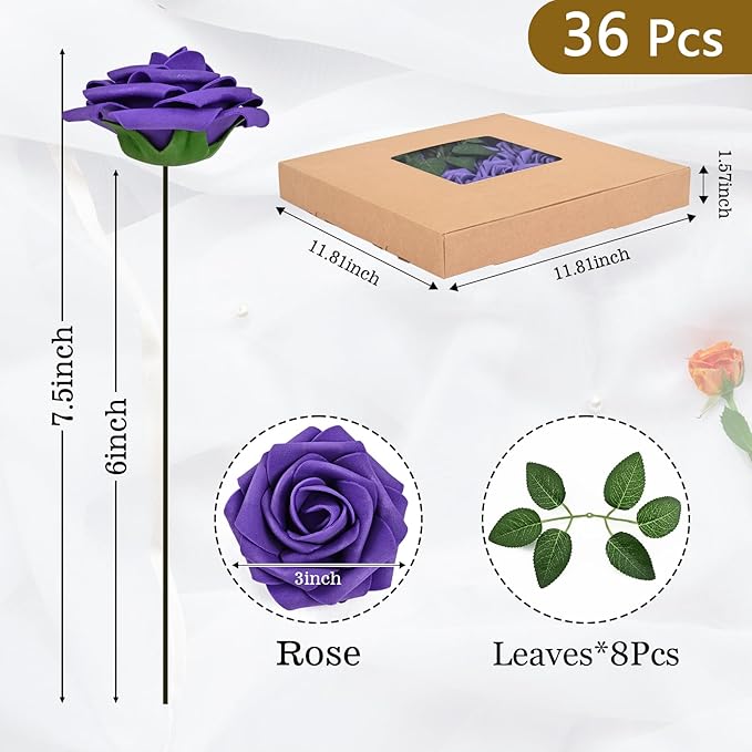 BLEUM CADE 36Pcs Artificial Flowers Fake Roses - Image 3