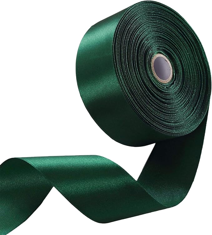 1-1/2 Inch Forest Green Satin Ribbon 50 Yards Solid Fabric Ribbons by Celadora