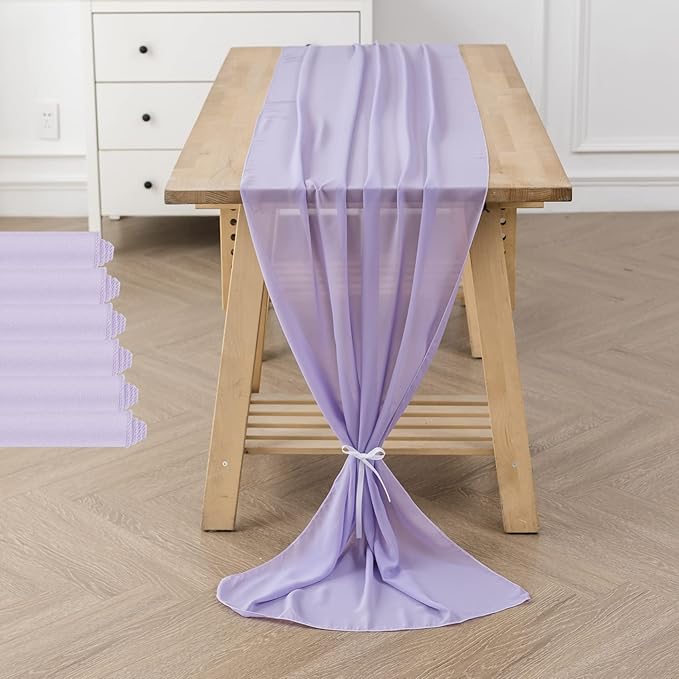 6Pack 9ft Chiffon Table Runner 14x108 Inch Sheer Romantic Table Runner - Image 6