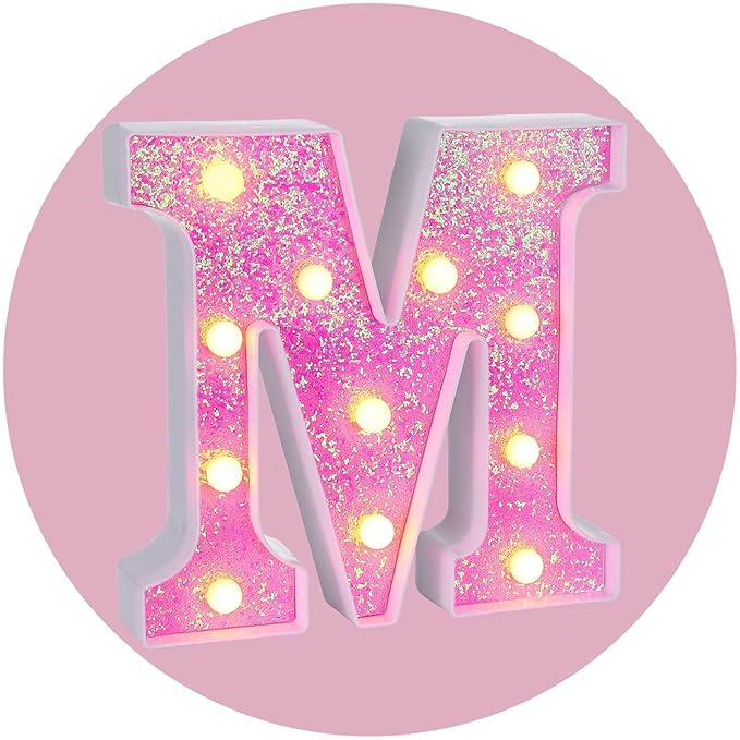 Foaky Pink Light up Letters，Pink Party Decorations, Girls Room Decor, Glitter by Foaky