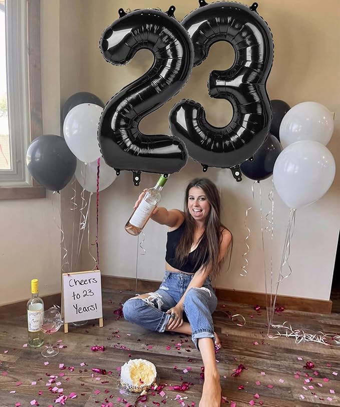 40 Inch Black Number Balloon 0-9, Big Size Happy Birthday Balloon, Foil Helium - Image 3