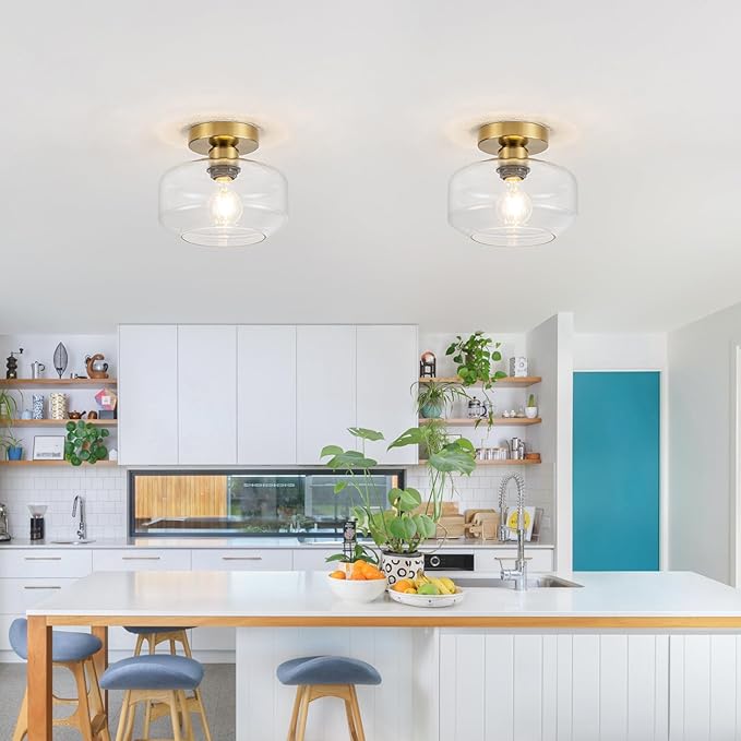 Golden Semi Flush Mount Ceiling Light - Image 5