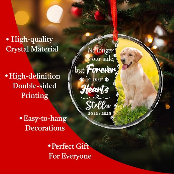Personalized Dog Memorial Glass Ornaments, Pet Sympathy Gifts, Pet Remembrance - Image 5