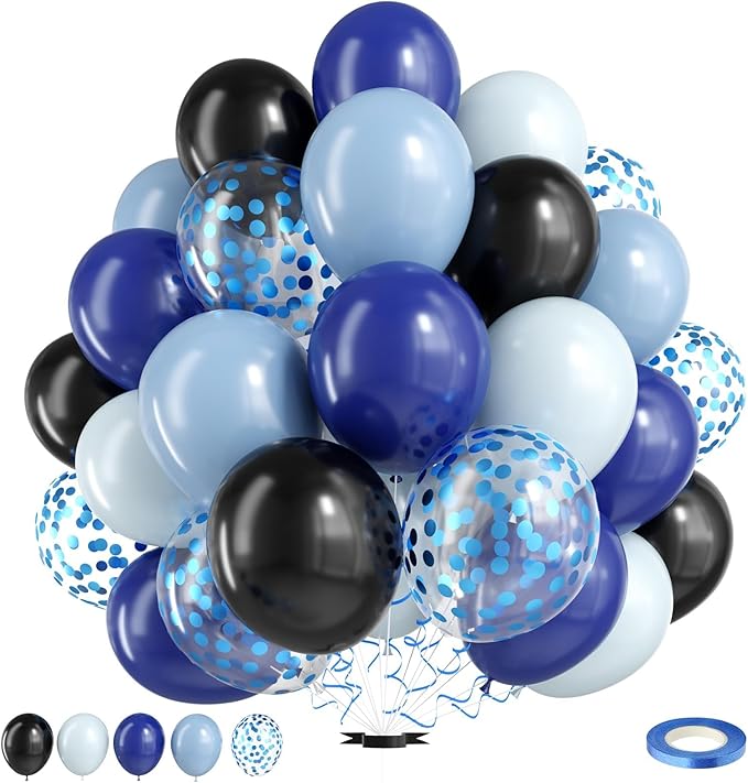Race Car Balloon, Dusty Blue Black Latex Balloon by FunHot