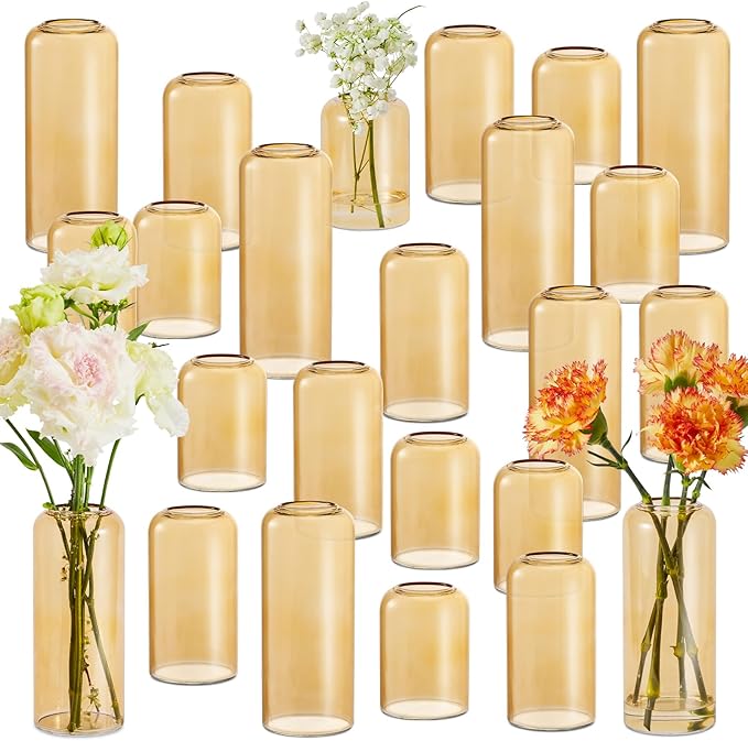 24pcs Glass Bud Vases Set, Small Vases by GNILLKO