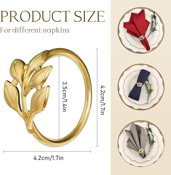 Napkin Ring, Metal Napkin Ring for Table Setting, Holiday Party Table - Image 2