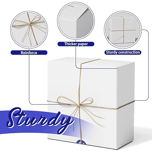 MESHA White Gift Boxes with Lids 8x8x4'' 100PC, Gift Boxes Bulk - Image 4