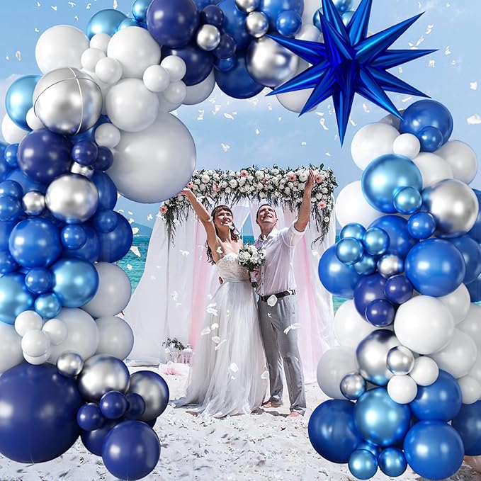 94Pcs Blue Balloon Garland Arch Kit Navy Blue Silver White Balloons Garland Kit - Image 5
