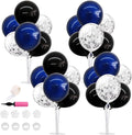 TONIFUL 4 Set Black Blue Silver Confetti Balloon Centerpieces by TONIFUL