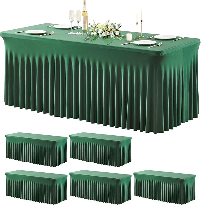 Wish Care 6 Pack Hunter Green Stretch Spandex Table Clothes by WishCare