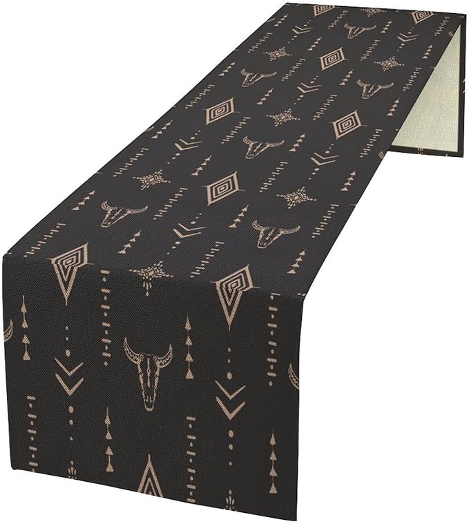 Aztec Table Runner Southwest Native Navajo Tribe Geometric Vintage Country by ICMOLYYENLO