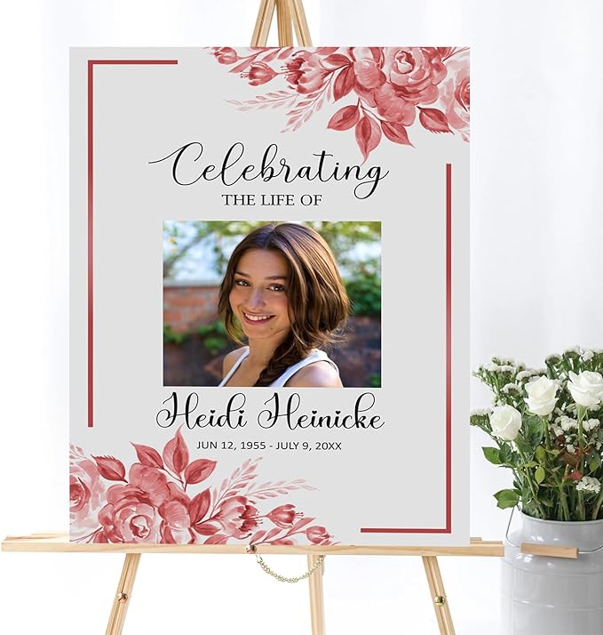 Celebrating The Life Sign Pink And White Floral In Loving Memory Blush Flower - Image 4