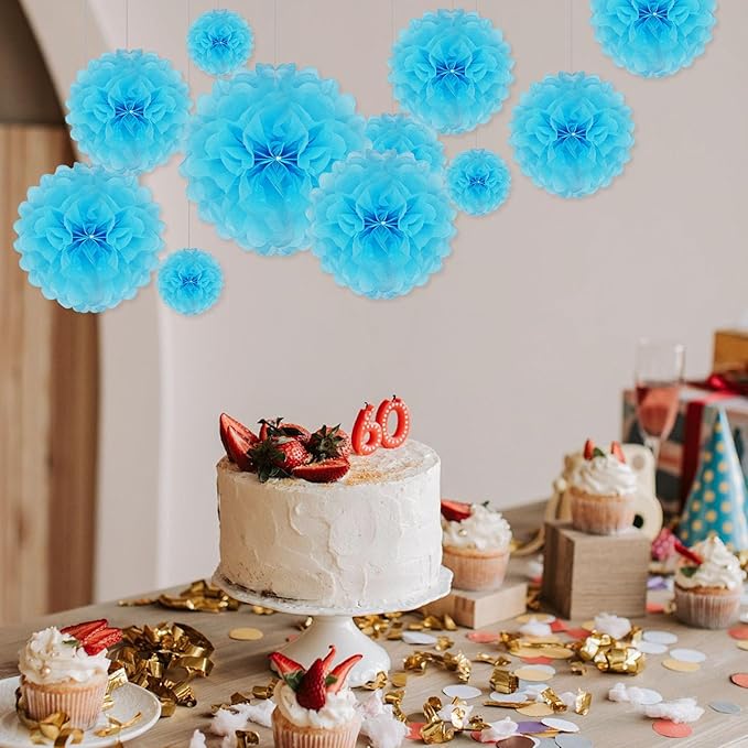 Tissue Paper Pom Poms, Hanging Flower Balls - Image 3