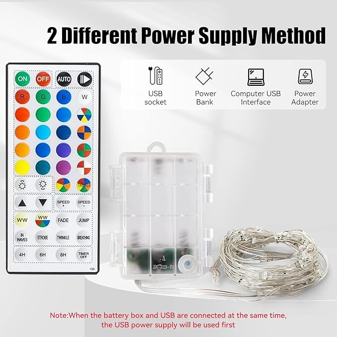 Dazzle Bright Color Changing Fairy Lights Battery Operated, 2 Pack Total 40FT - Image 6