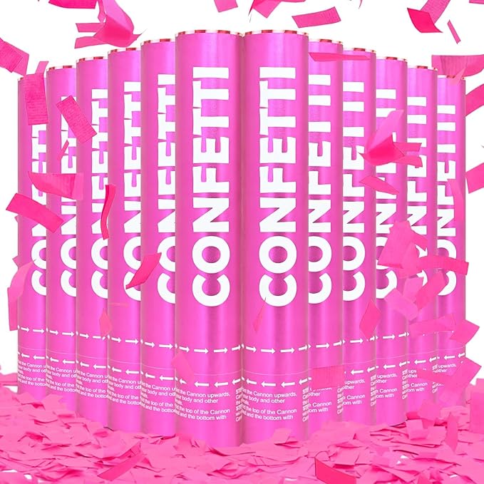 Confetti Cannon Pink Biodegradable Confetti Poppers 12Pack Party Poppers by Unknown