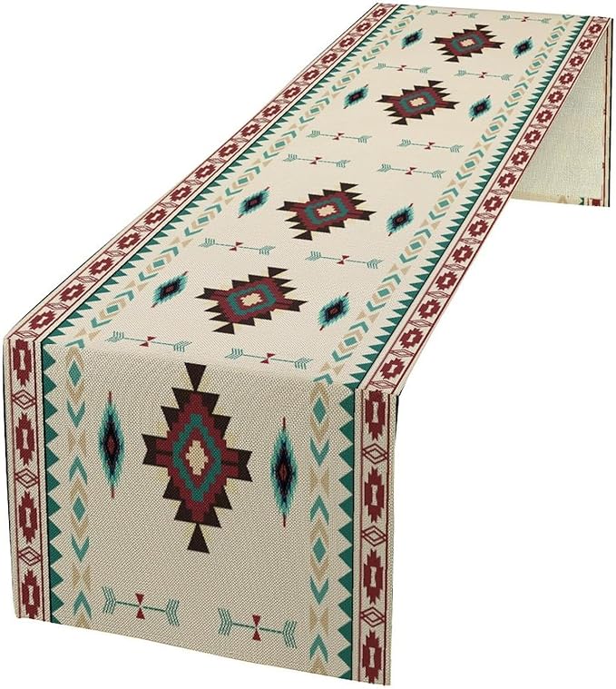 Aztec Table Runner Southwestern Native Vintage Geometric Pattern Table Runner by ICMOLYYENLO
