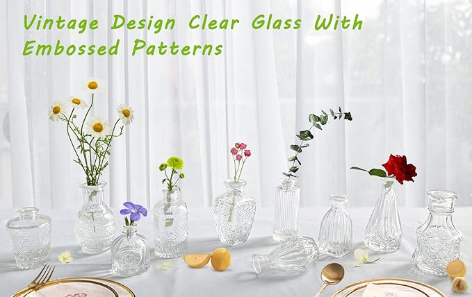 Bud Vases- Set of 10 Small Flower Glass Vases - Image 2
