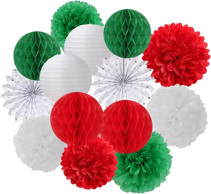 Red-Green White Party Decorations by LastingSurprise