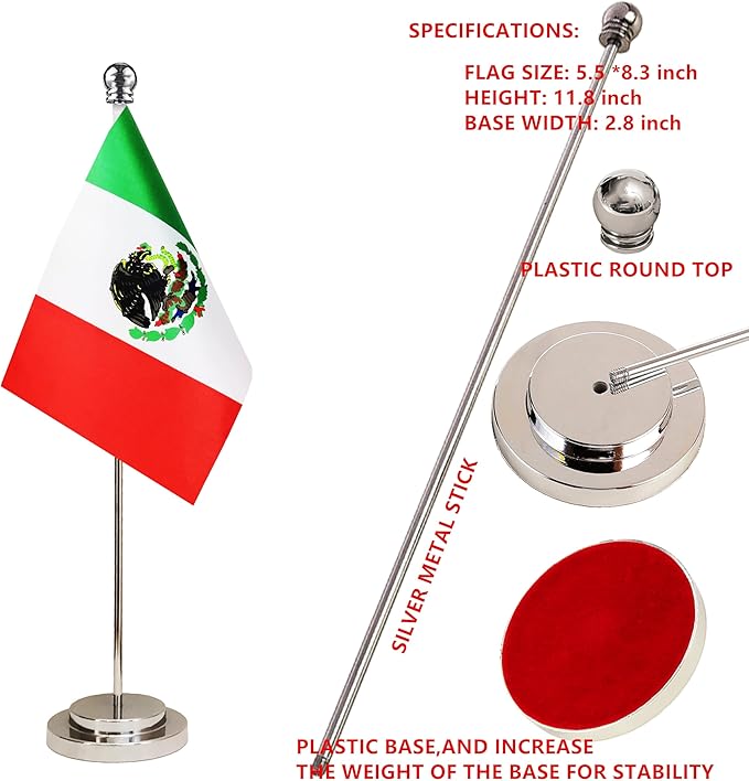 Mexico Mexican Deluxe Desk Flag Set Small Mini Miniature Mexico Mexican Table - Image 4
