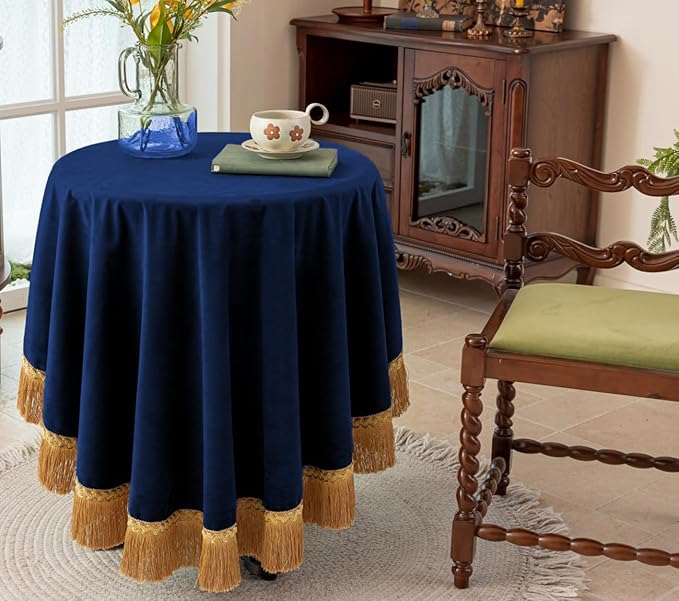 F-CHU Blue Tablecloth Thickset Velvet Tablecloth by F-CHU