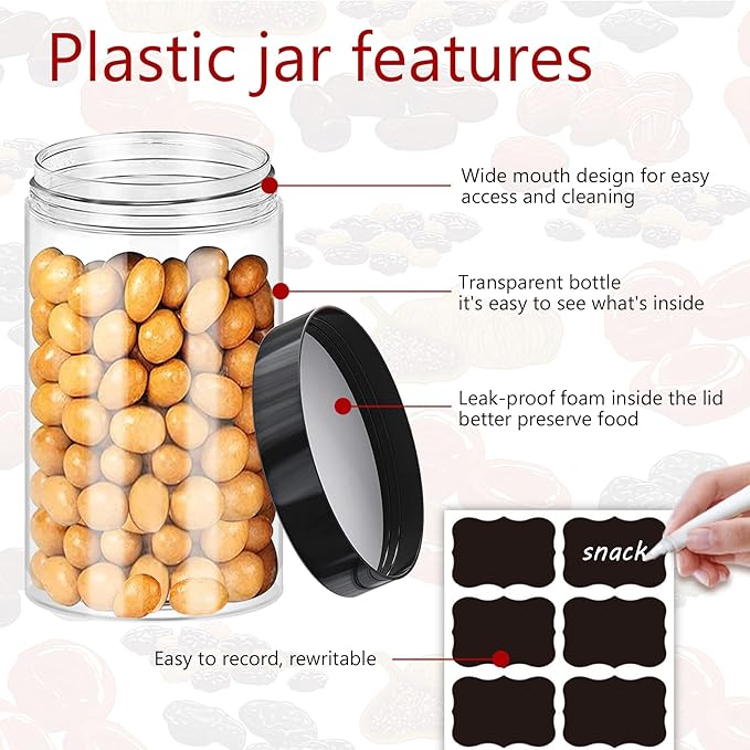 Plastic Jars with Lids 20Pcs 14 oz Clear Plastic Slime Storage Jars Containers - Image 3
