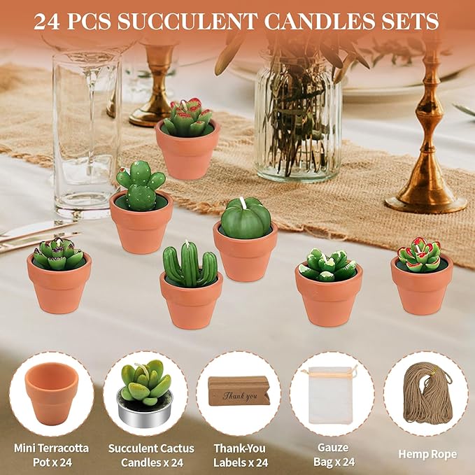AZEAM 24 Pcs Succulent Candles Party Favors, Bulk Cactus Table Decor - Image 4