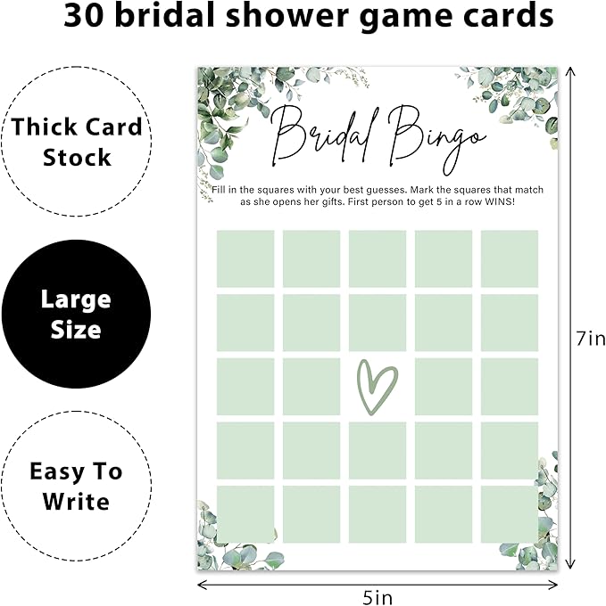 Eucalyptus Bridal Shower Game Cards - Image 2