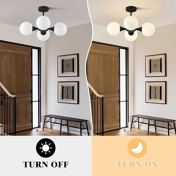 KCO Lighting Mid Century Modern Semi Flush Mount Ceiling Light Fixture - Image 4