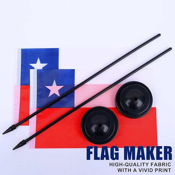 Chile Desk Flag 12" Solid Pole Deluxe Set Chilean Flags Banner Mini Small Chile - Image 5