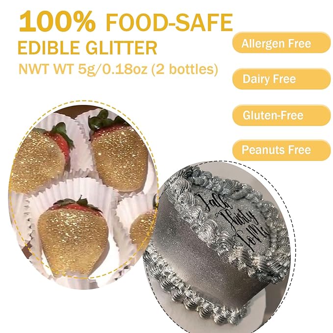 Gold Silver Edible Glitter Glimmer Powder - Image 5