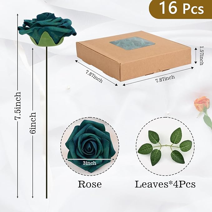 BLEUM CADE 16Pcs Artificial Flowers Fake Roses - Image 3