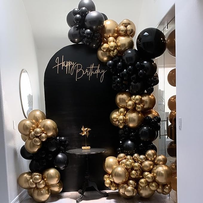 Black and Gold Balloons Arch Garland Kit - Image 6