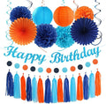 Royal-Navy Blue Orange Happy-Birthday Party-Decorations by Unknown