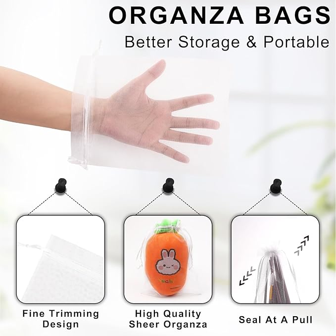 ANZNKU 100 Pack Premium White Organza Bags 6x9 inches Mesh Organza Favor Bag - Image 3