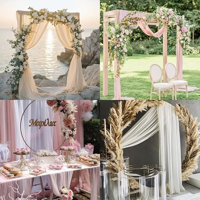 Socomi Wedding Arch Draping Fabric 29" x 20Ft 2 Panels Emerald Green and Sage - Image 4