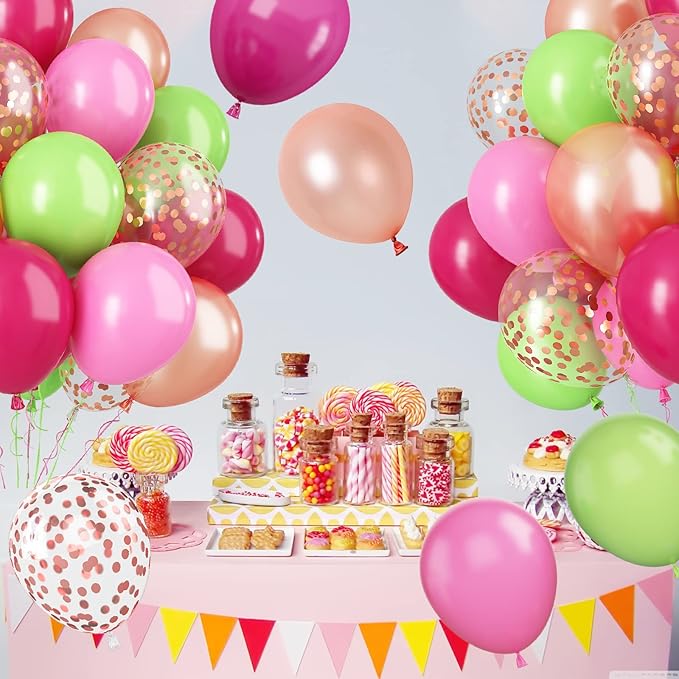 Paready Tropical Party Green Pink Balloons - Image 8