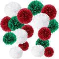 Easy Joy 17Pcs Christmas New Year Hanging Decoration Red Green White Paper Pom by EasyJoy