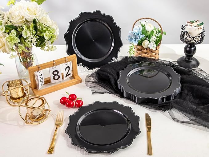 COLOSUS 100pcs Black Plastic Dessert Plates - Image 6