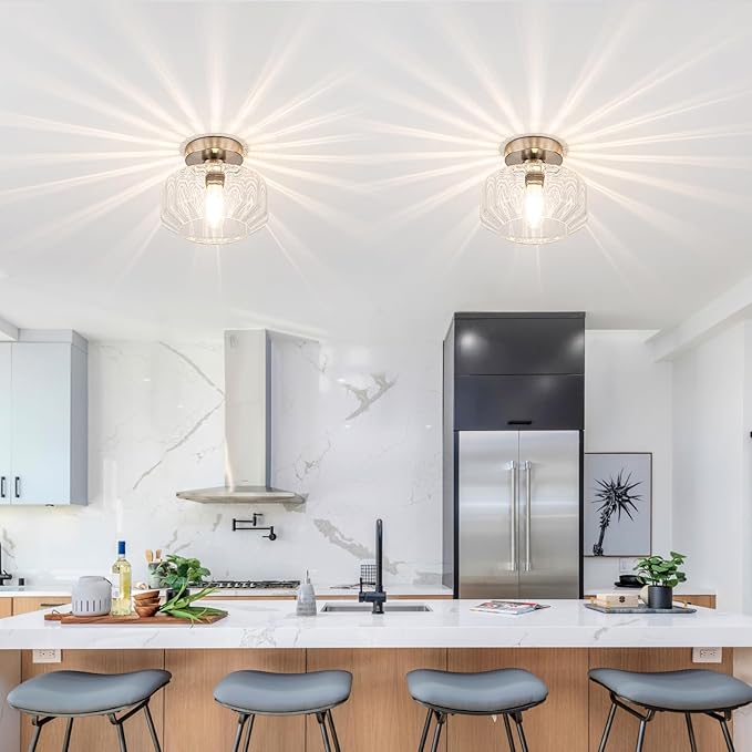 Brushed Nickel Semi Flush Mount Ceiling Light Fixture - Image 4