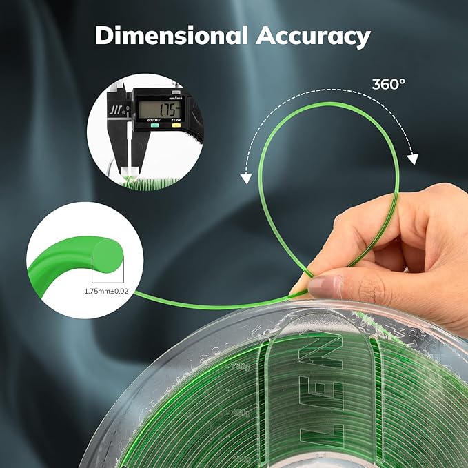 AMOLEN Rapid PETG Transparent 3D Printer Filament 1.75mm +/-0.02mm, 500mm/s - Image 7