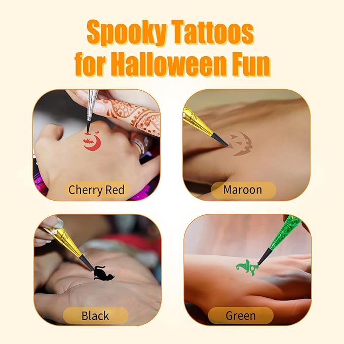Halloween Temporary Tattoos Stencils Kit, Temporary Tattoos Kit - Image 5