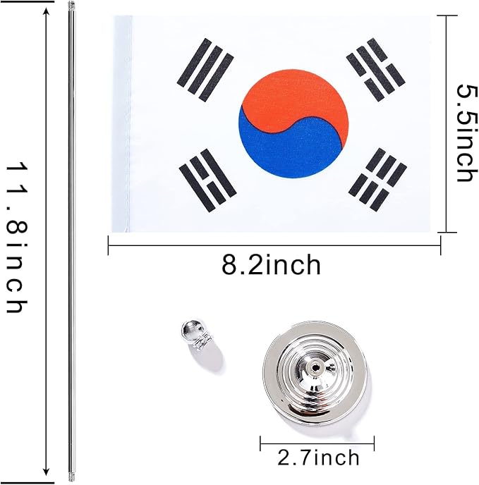 ZXvZYT 2 Pack Korea flag Korean Table Flag Small Mini Korean Desk Flags - Image 2